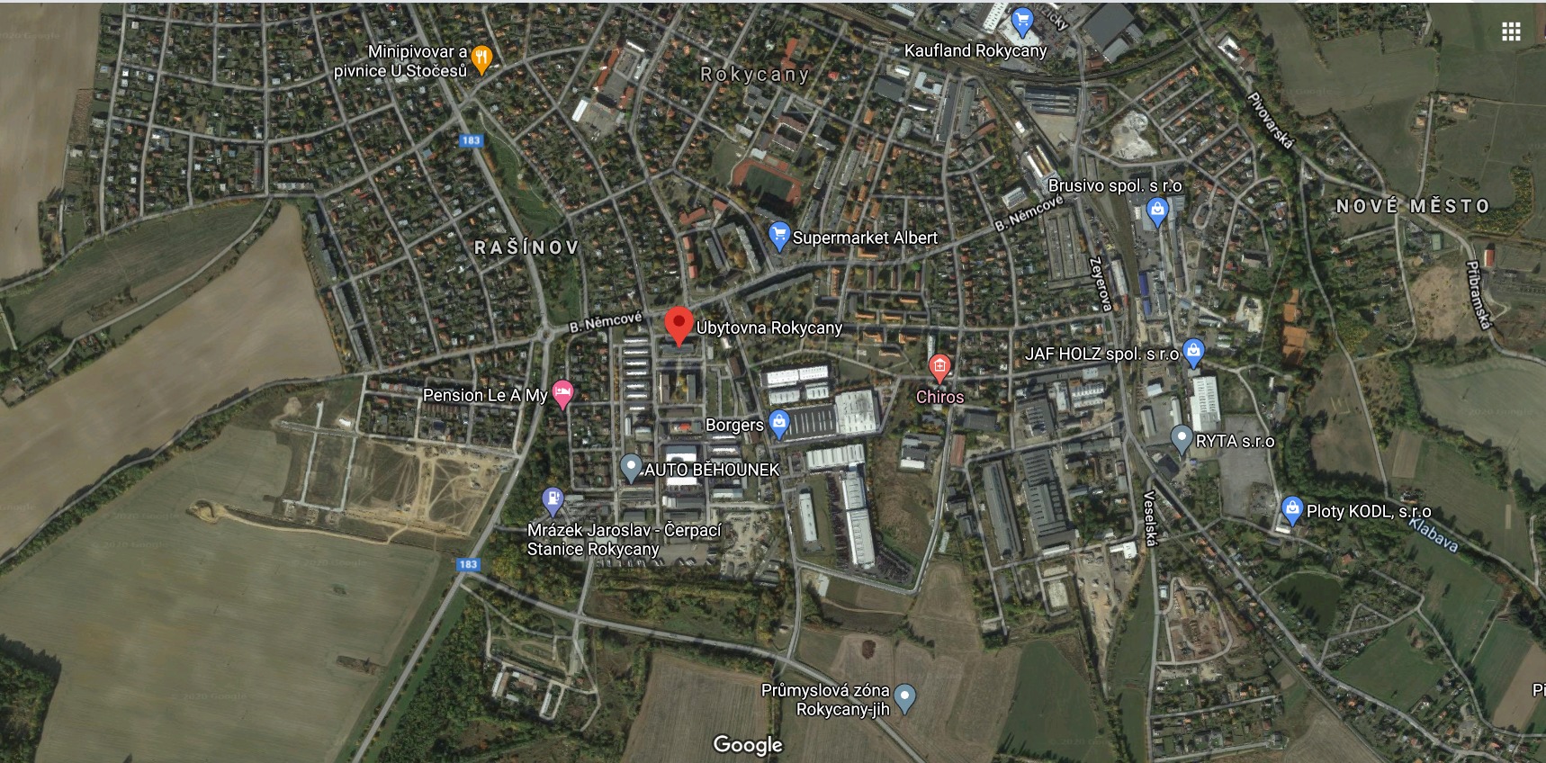 mapa rokycany ubytovan brod mapa